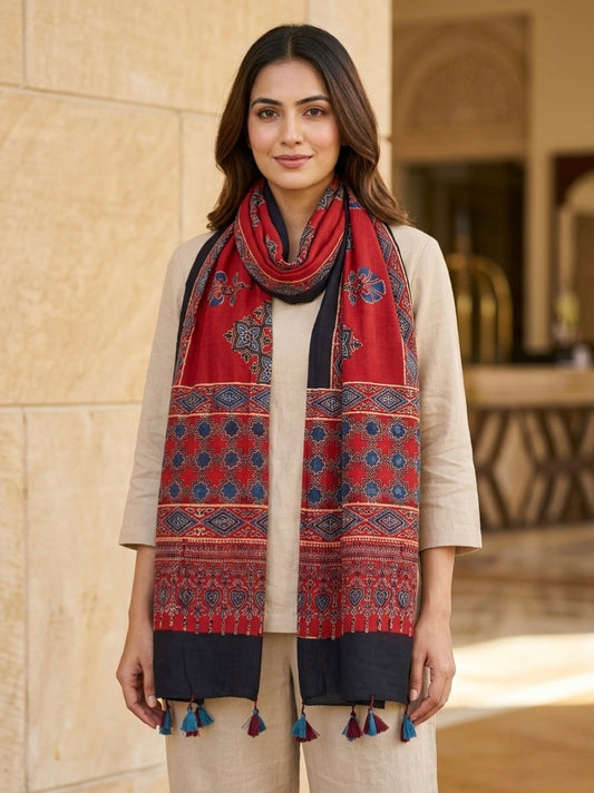 Handblock Printed Modal Silk Stole