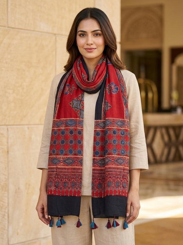 Handblock Printed Modal Silk Stole