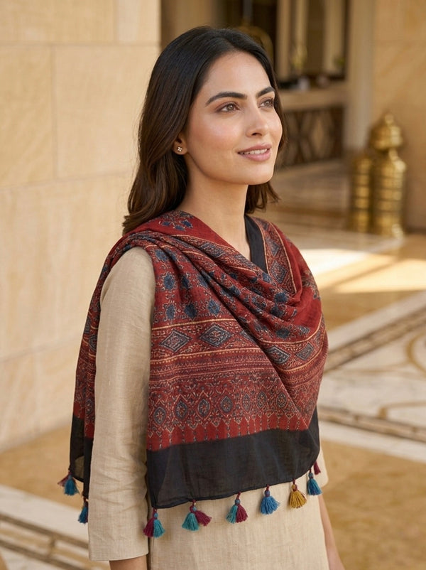 Handblock Printed Modal Silk Stole