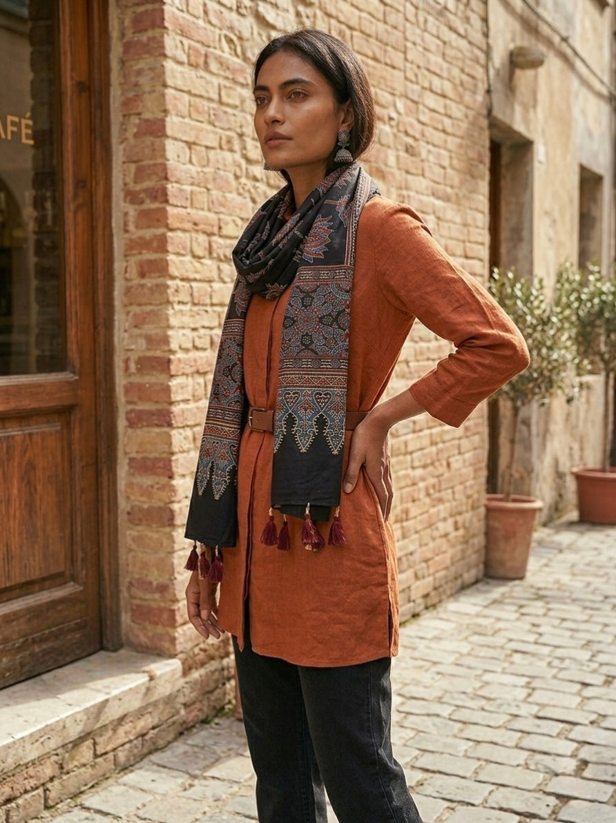 Handblock Printed Modal Silk Stole
