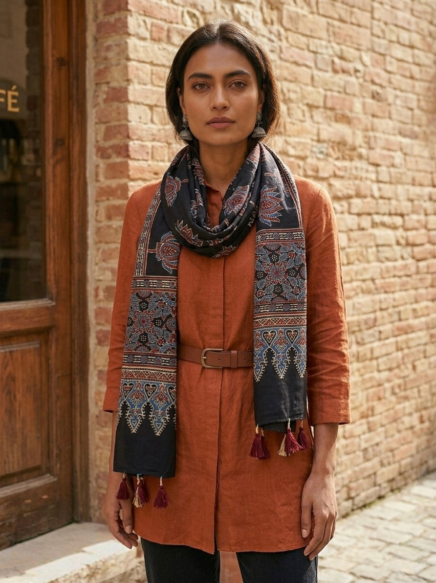 Handblock Printed Modal Silk Stole