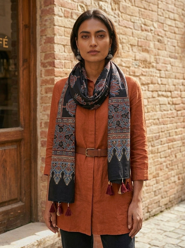 Handblock Printed Modal Silk Stole