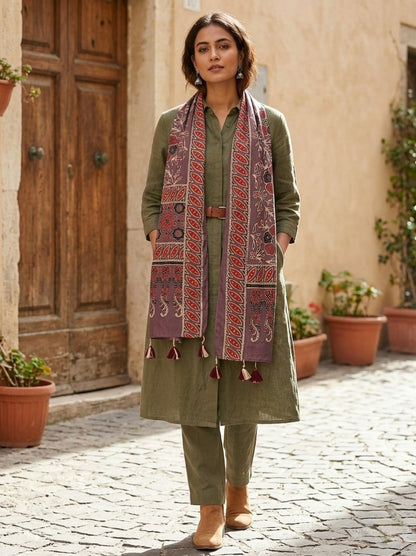 Handblock Printed Modal Silk Stole