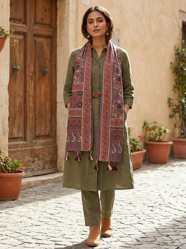 Handblock Printed Modal Silk Stole