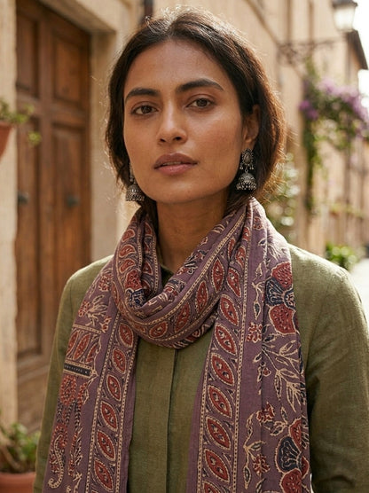 Handblock Printed Modal Silk Stole