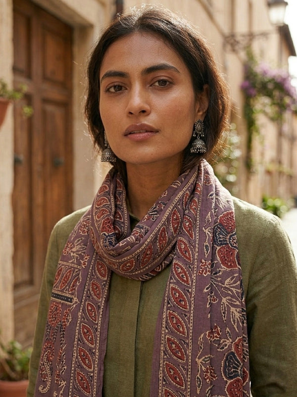 Handblock Printed Modal Silk Stole
