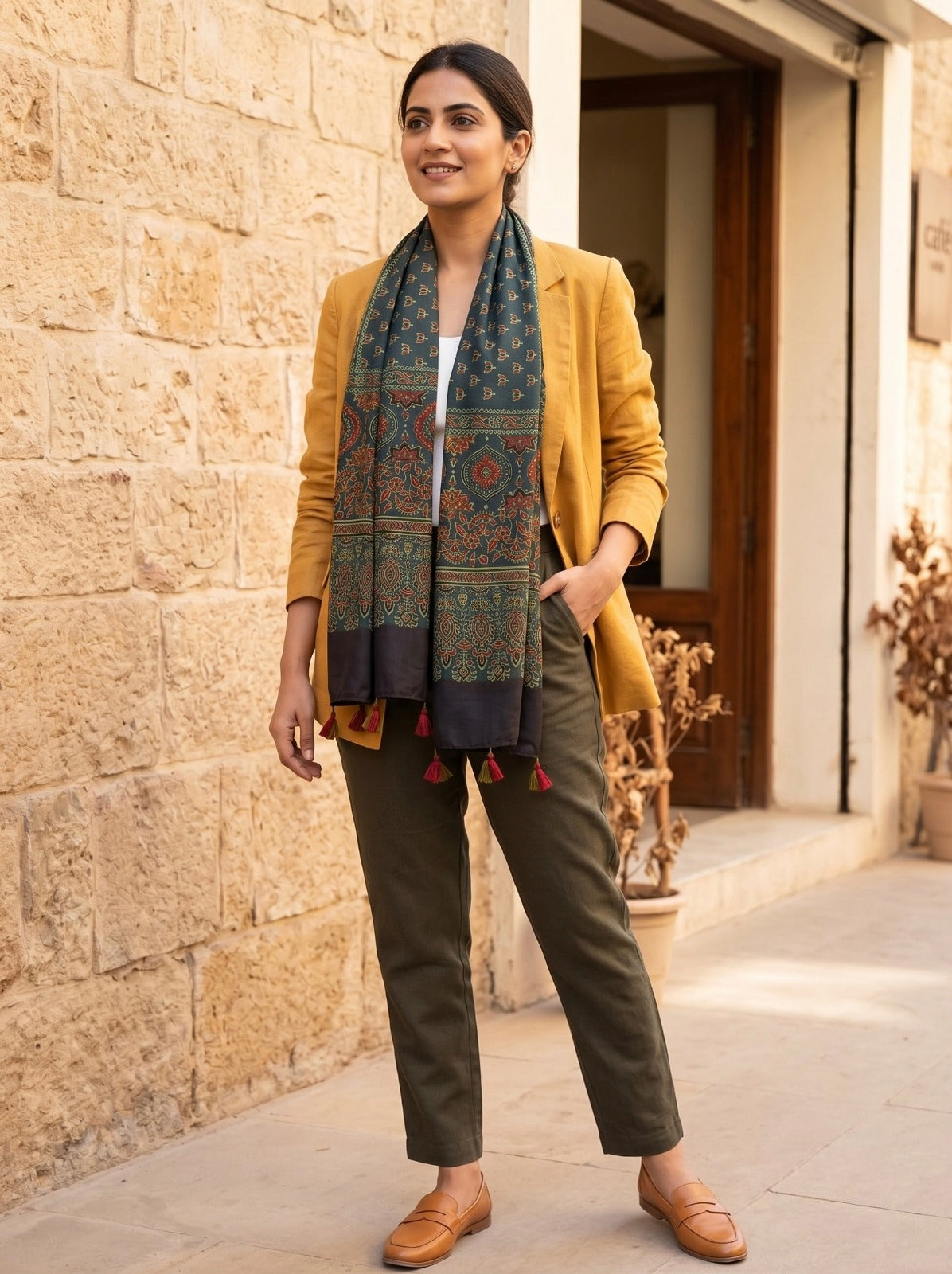 Handblock Printed Modal Silk Stole