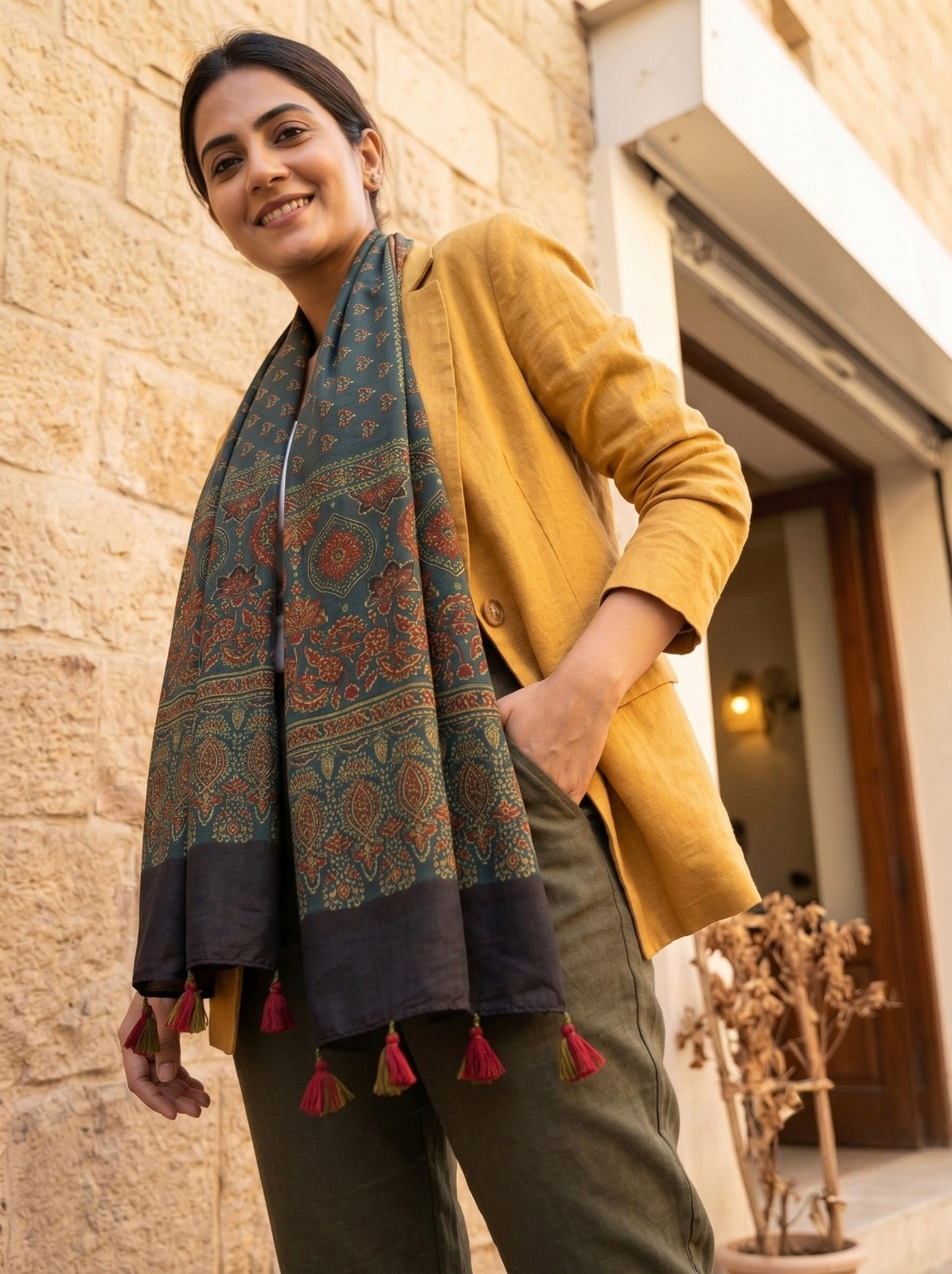 Handblock Printed Modal Silk Stole