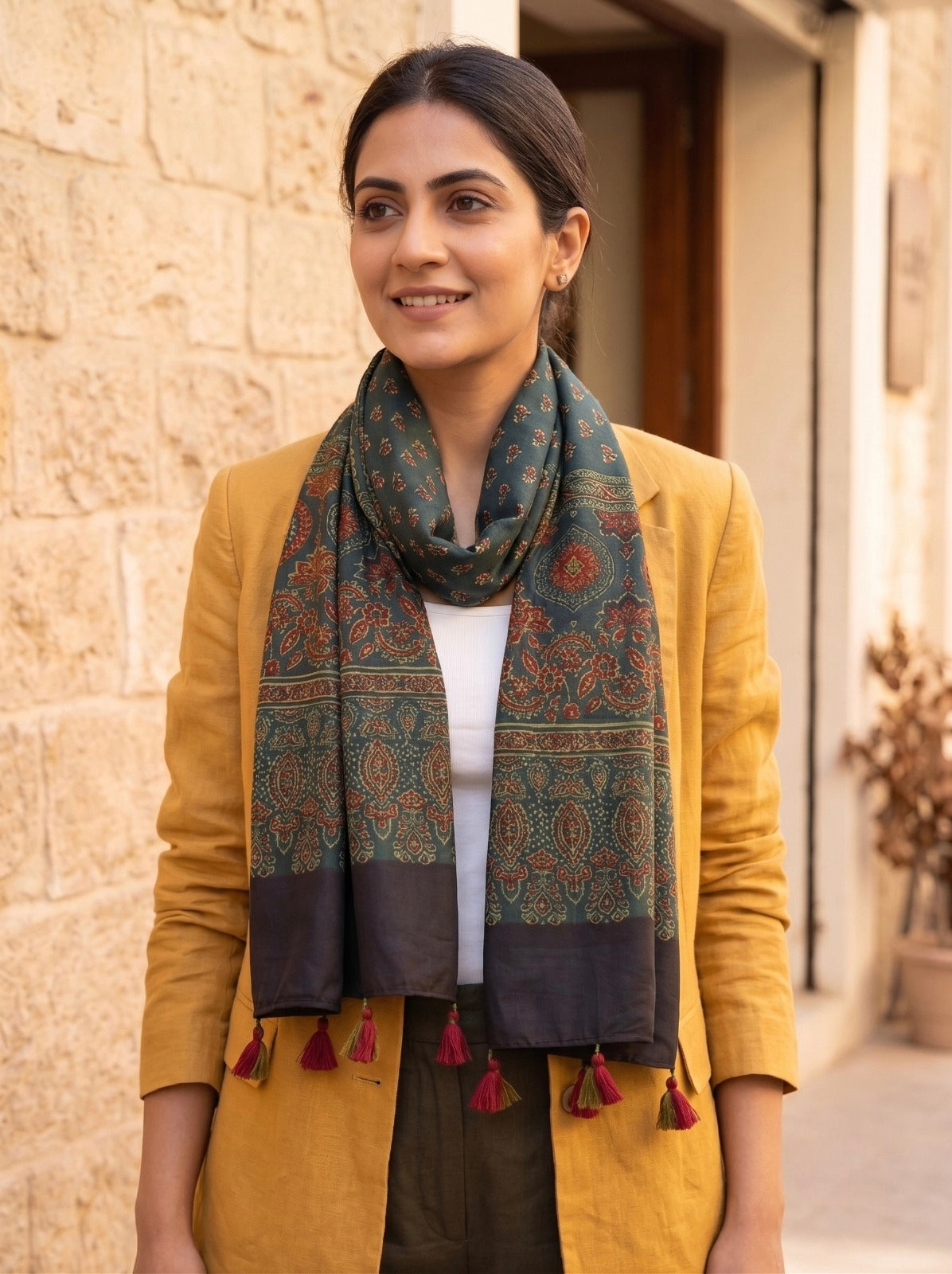 Handblock Printed Modal Silk Stole