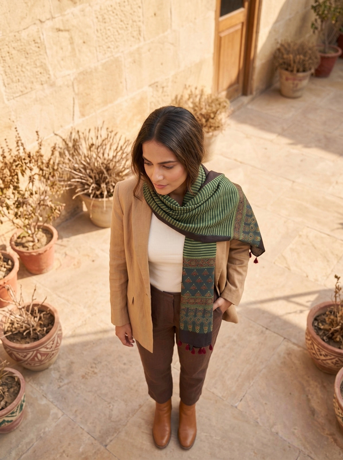 Handblock Printed Modal Silk Stole