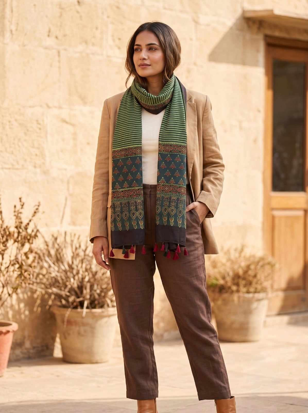 Handblock Printed Modal Silk Stole