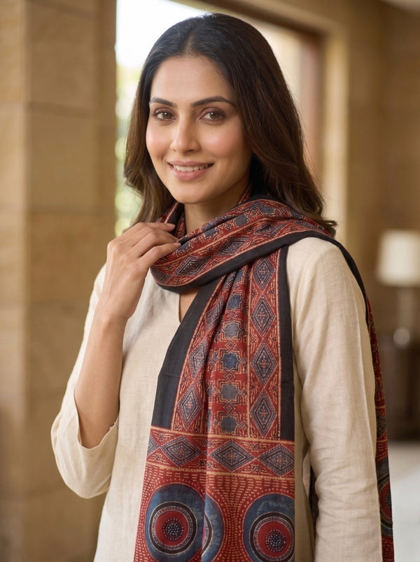 Handblock Printed Modal Silk Stole