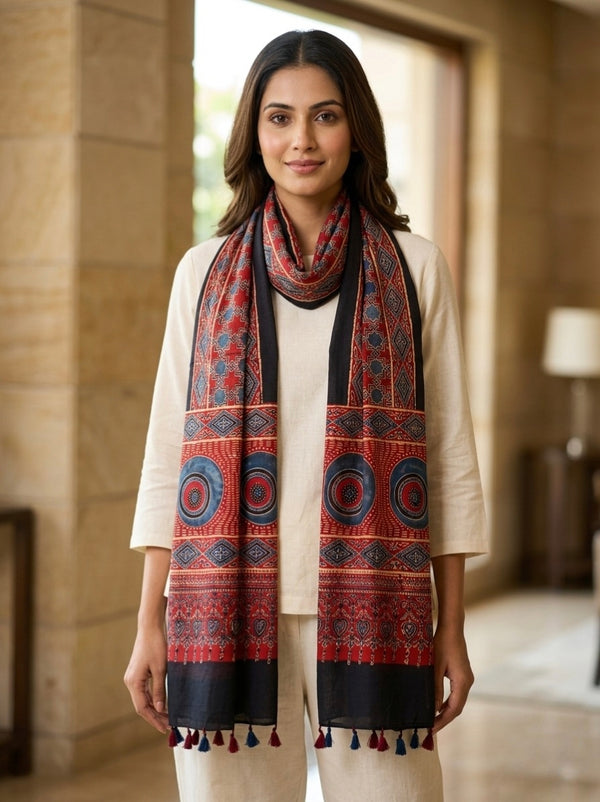 Handblock Printed Modal Silk Stole