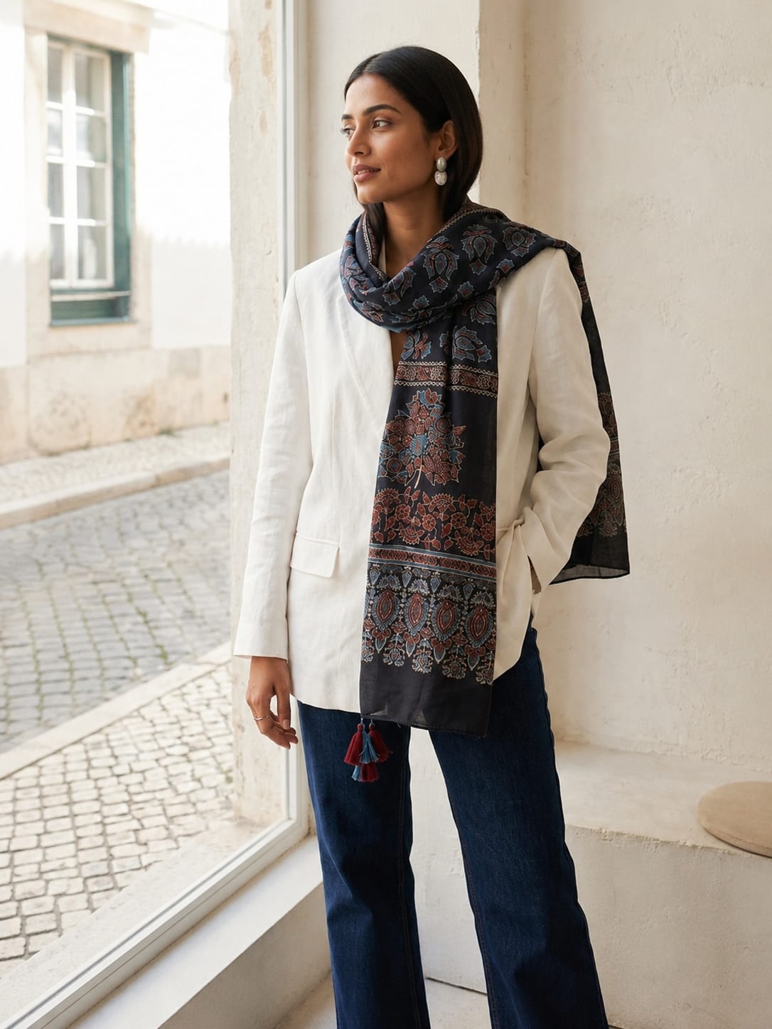 Handblock Printed Modal Silk Stole