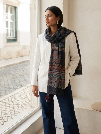 Handblock Printed Modal Silk Stole