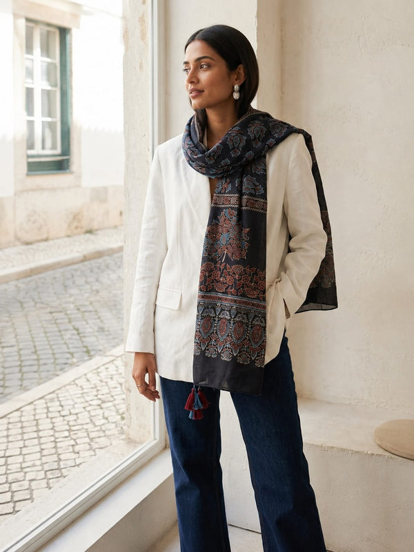 Handblock Printed Modal Silk Stole