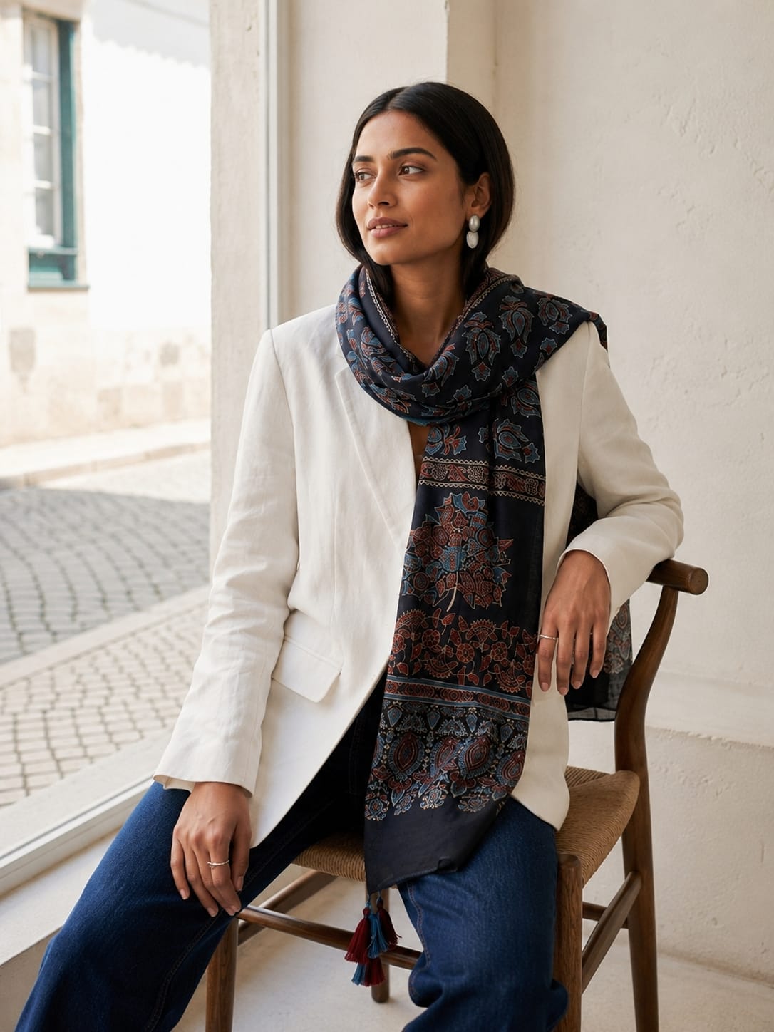 Handblock Printed Modal Silk Stole