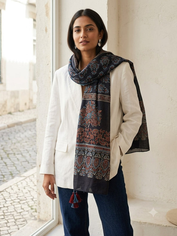 Handblock Printed Modal Silk Stole