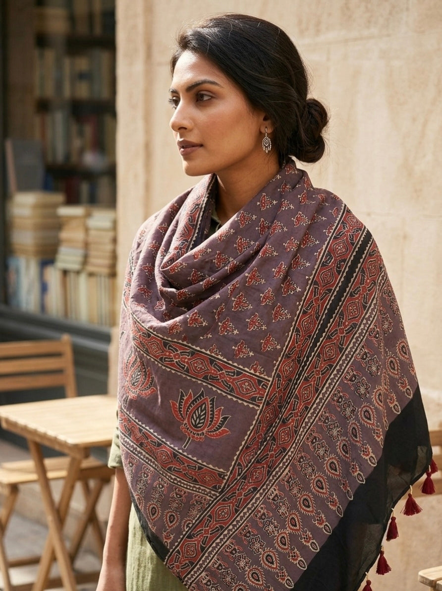Handblock Printed Modal Silk Stole