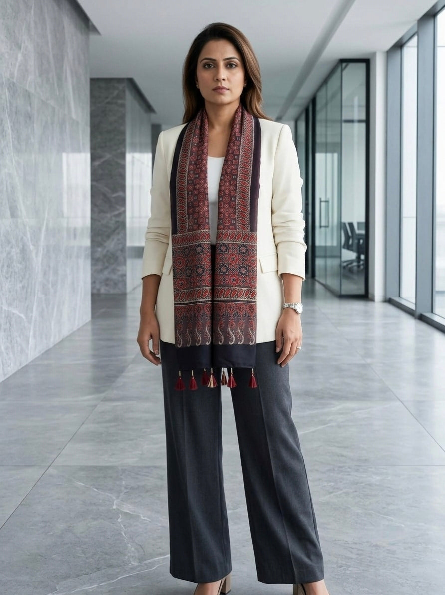 Handblock Printed Modal Silk Stole