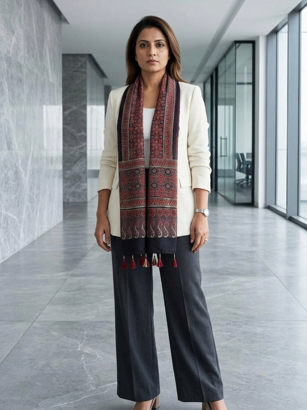 Handblock Printed Modal Silk Stole