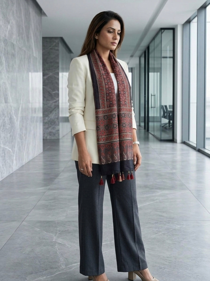 Handblock Printed Modal Silk Stole