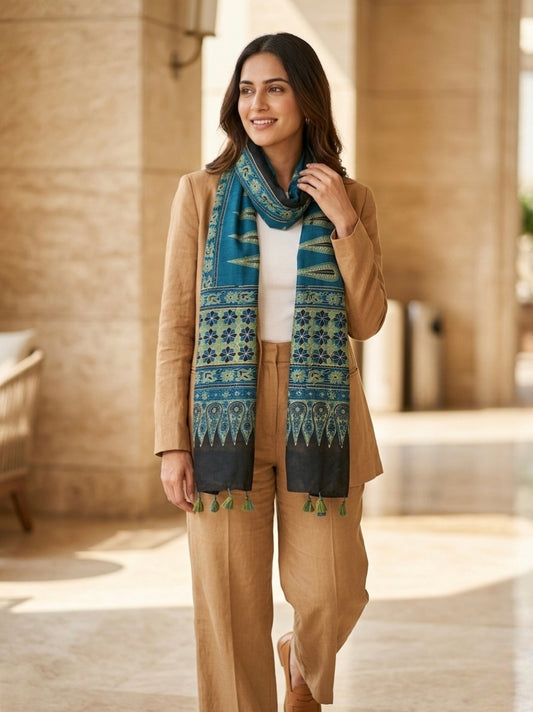 Handblock Printed Modal Silk Stole