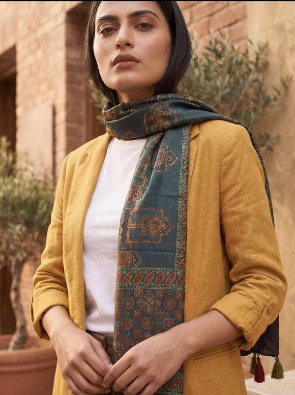 Handblock Printed Modal Silk Stole