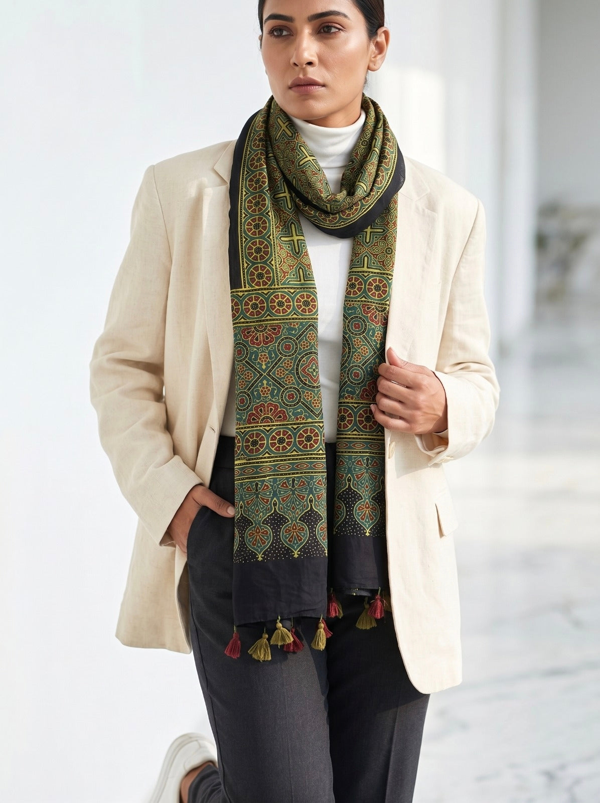 Handblock Printed Modal Silk Stole