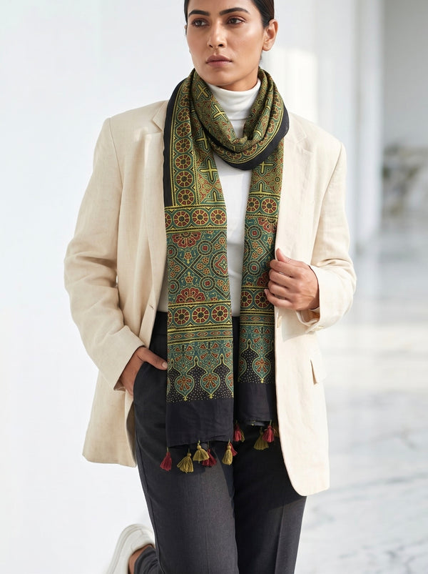 Handblock Printed Modal Silk Stole