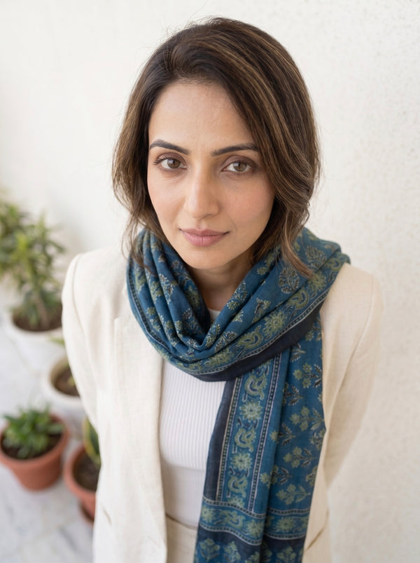 Handblock Printed Modal Silk Stole