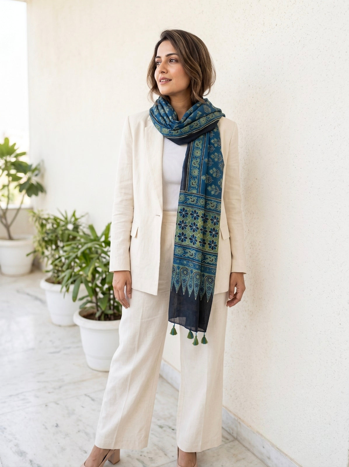 Handblock Printed Modal Silk Stole