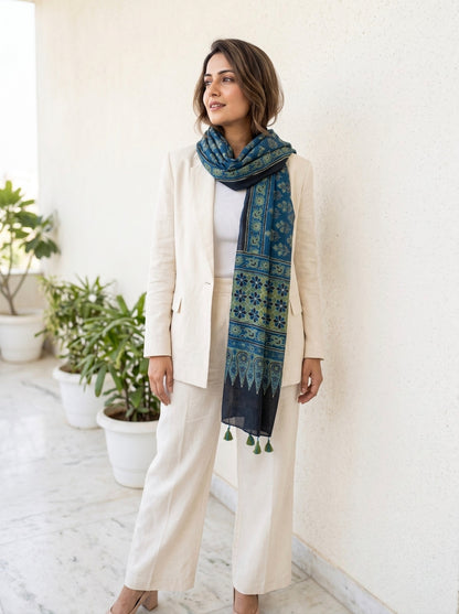 Handblock Printed Modal Silk Stole