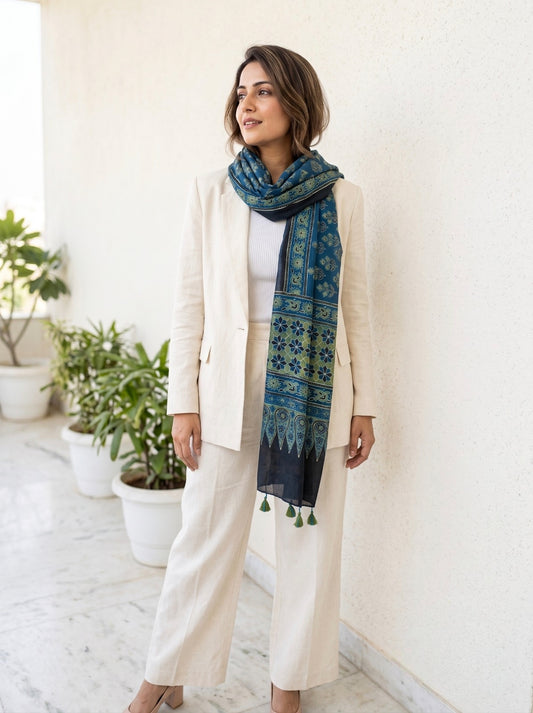 Handblock Printed Modal Silk Stole