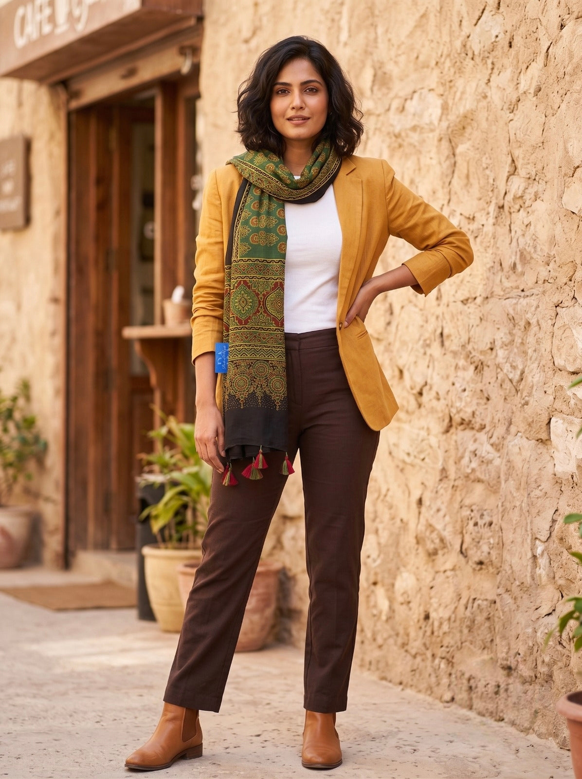 Handblock Printed Modal Silk Stole