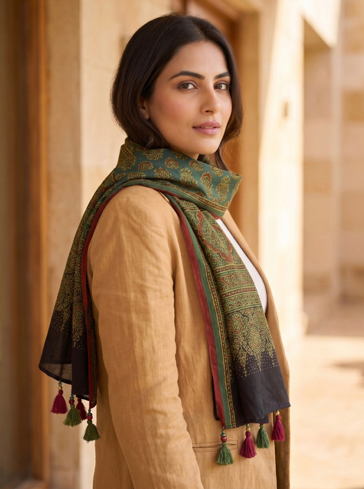 Handblock Printed Modal Silk Stole