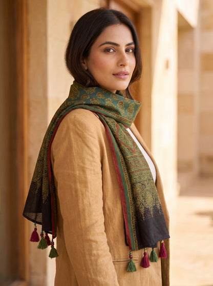 Handblock Printed Modal Silk Stole