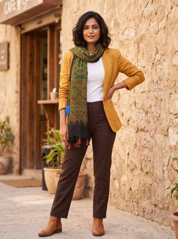 Handblock Printed Modal Silk Stole