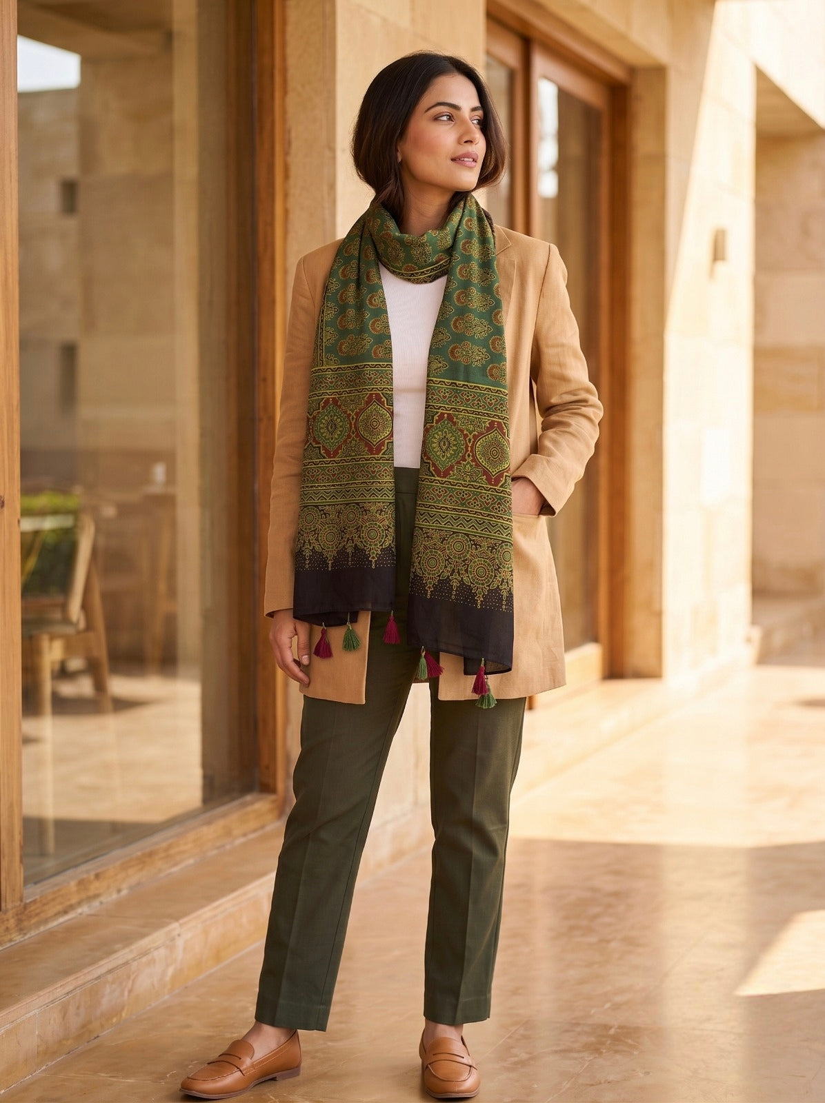 Handblock Printed Modal Silk Stole