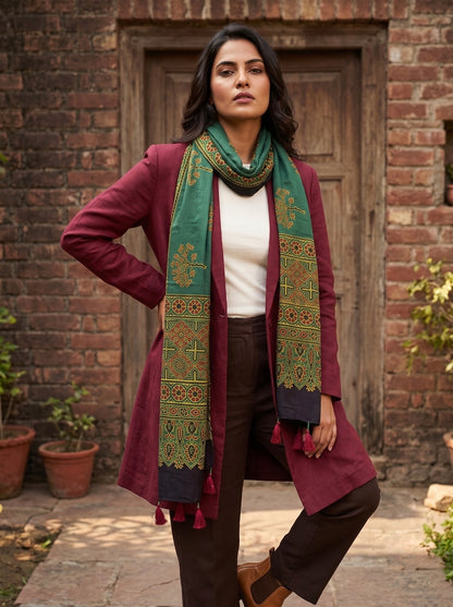 Handblock Printed Modal Silk Stole