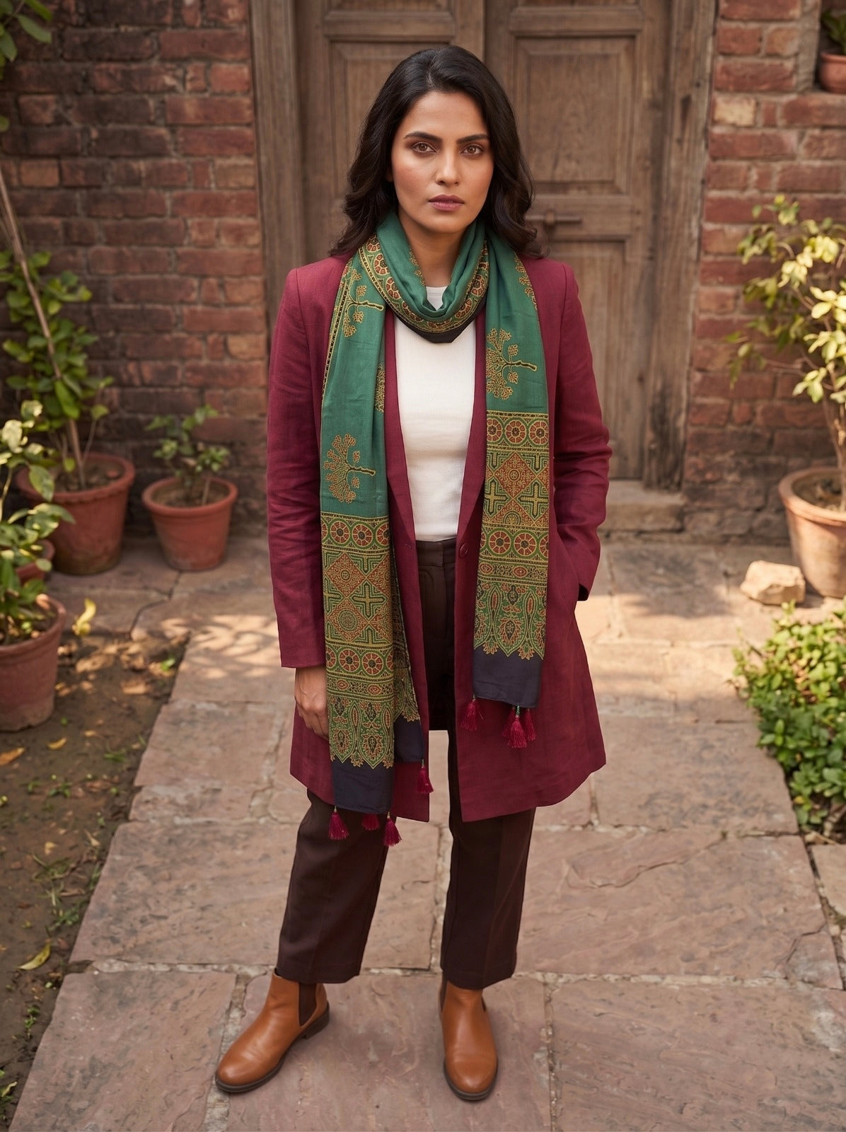 Handblock Printed Modal Silk Stole