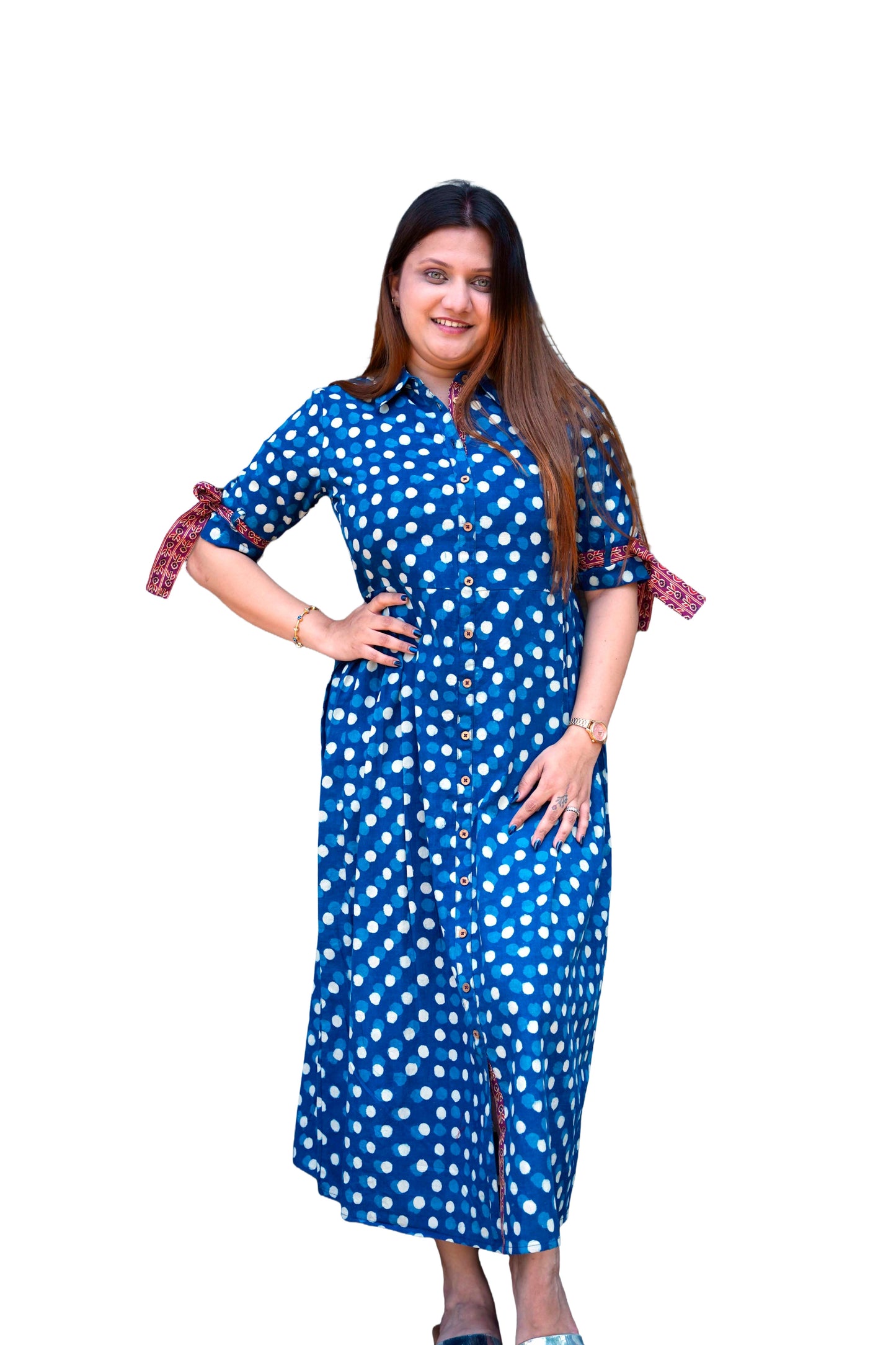 Indigo Bagru Hand Print Dress