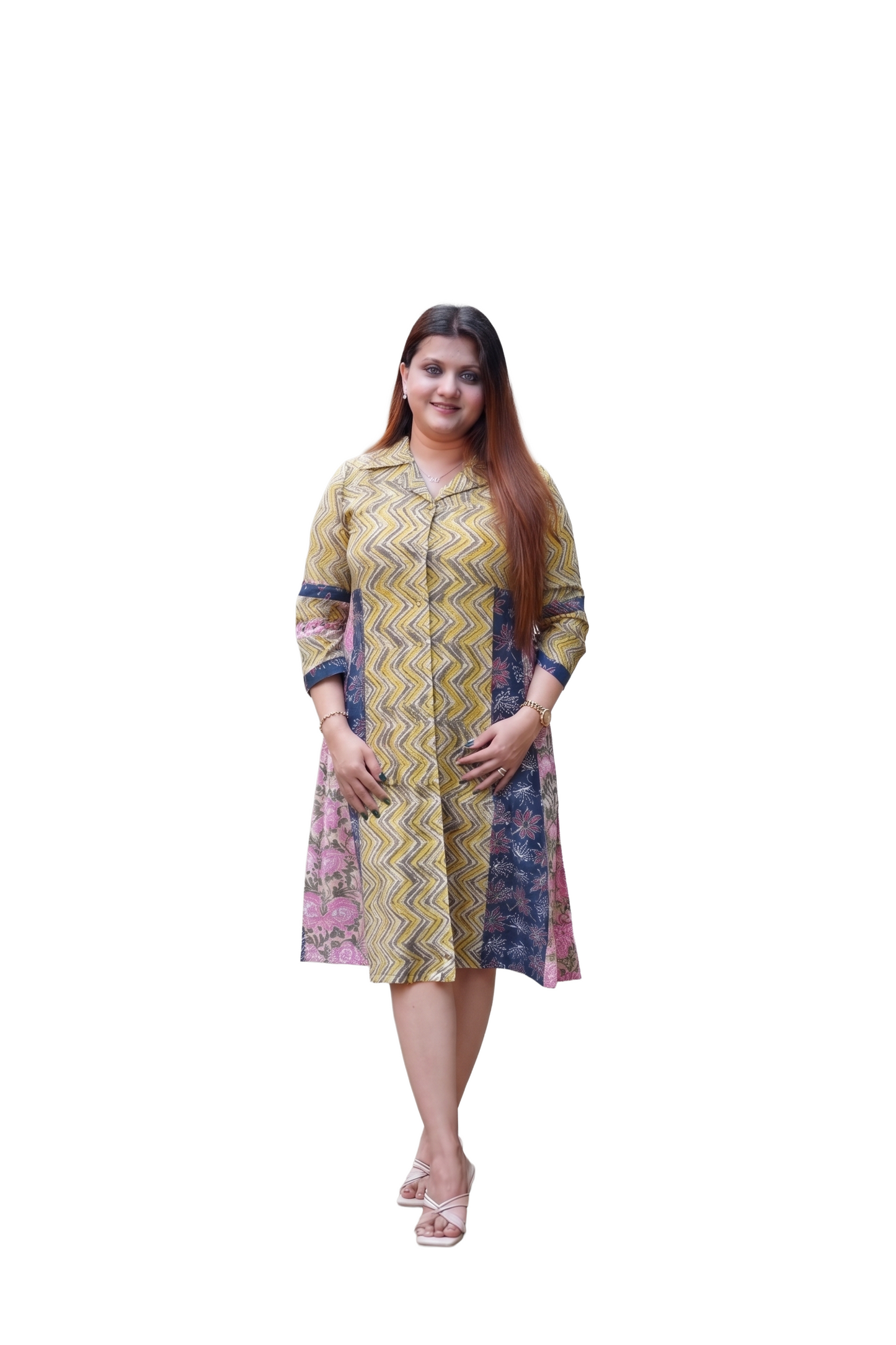 Grey Ajrakh A-Line Dress