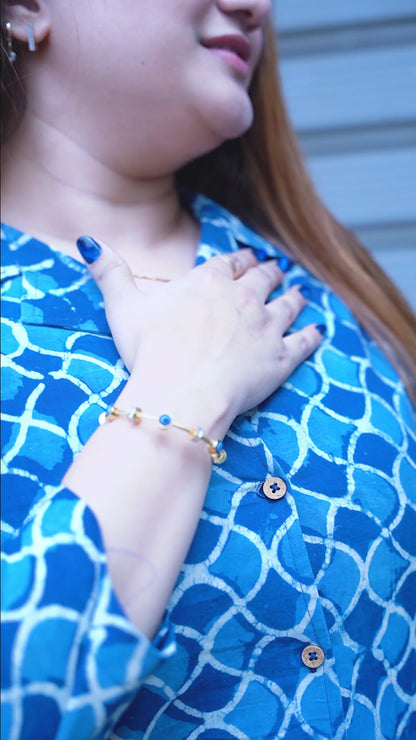 Indigo Dabu Print Plazo Set