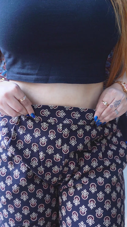 Black Booti Ajrak Cigarette Pants
